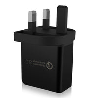 HKM-658515 QC3.0 Fast Charger with Fireproof PC Material, Dual Output: 5V 2.4A, Available in Bright Black and Bright White