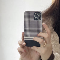 HKM-658707 Houndstooth Imitation Leather Soft Case for iPhone 12/11/X/8/7 Series
