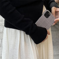 HKM-658707 Houndstooth Imitation Leather Soft Case for iPhone 12/11/X/8/7 Series