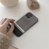 HKM-658707 Houndstooth Imitation Leather Soft Case for iPhone 12/11/X/8/7 Series