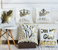 HKM-658835 Elegant Velvet Pillowcase with White Gold Sequins - 45x45cm Cushion Cover for Sofa and Bed
