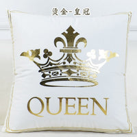 HKM-658835 Elegant Velvet Pillowcase with White Gold Sequins - 45x45cm Cushion Cover for Sofa and Bed