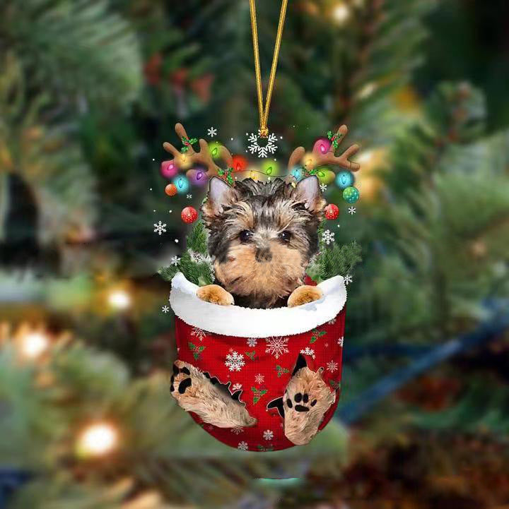 HKM-658899 Cute Christmas Dog Pendant Decoration - Modern 8CM Acrylic Acid Holiday Gift