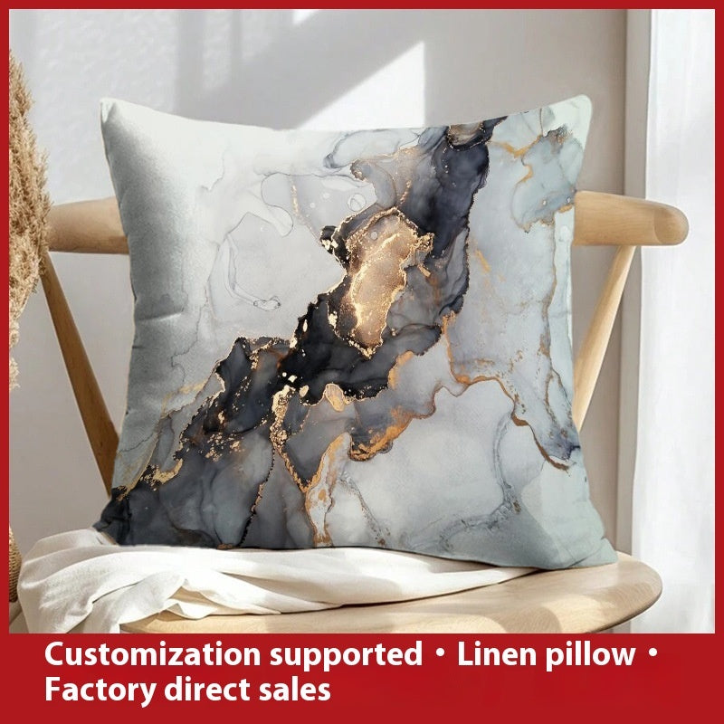 HKM-658899 Geometric Abstract Linen Pillow Cover for Home Sofa & Bed, 45x45cm