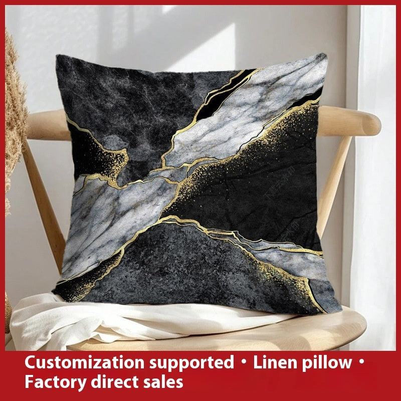 HKM-658899 Geometric Abstract Linen Pillow Cover for Home Sofa & Bed, 45x45cm