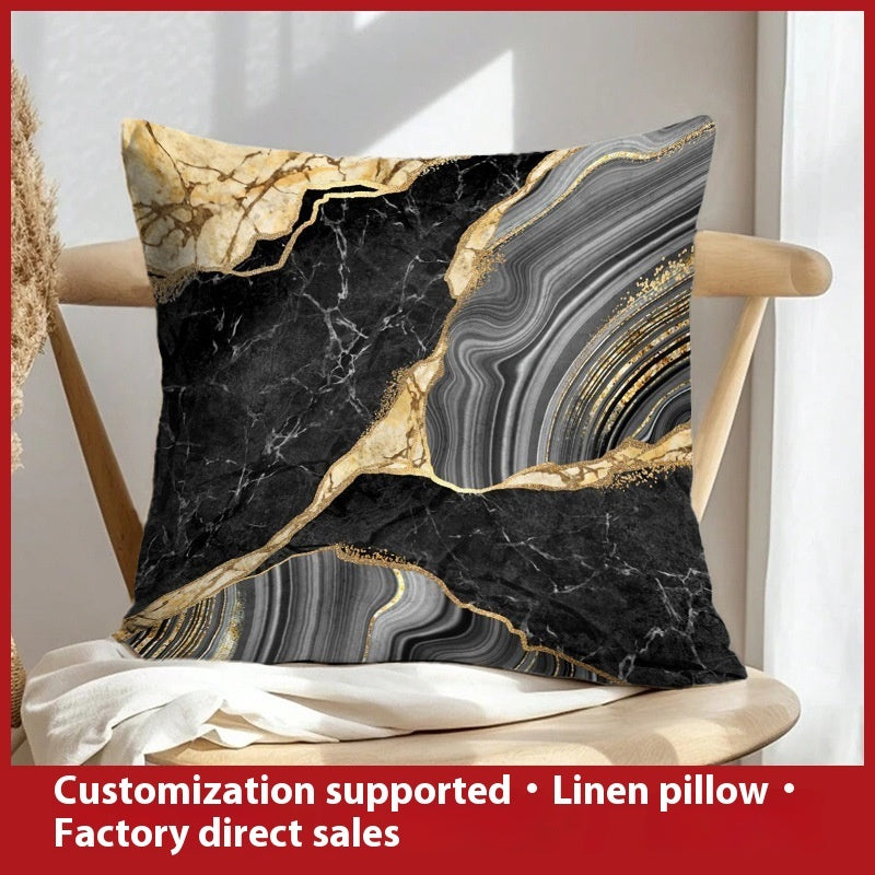 HKM-658899 Geometric Abstract Linen Pillow Cover for Home Sofa & Bed, 45x45cm