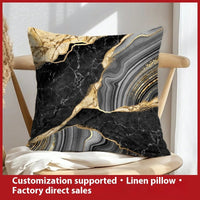HKM-658899 Geometric Abstract Linen Pillow Cover for Home Sofa & Bed, 45x45cm