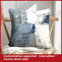 HKM-658899 Geometric Abstract Linen Pillow Cover for Home Sofa & Bed, 45x45cm