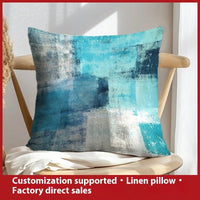 HKM-658899 Geometric Abstract Linen Pillow Cover for Home Sofa & Bed, 45x45cm