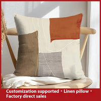 HKM-658899 Geometric Abstract Linen Pillow Cover for Home Sofa & Bed, 45x45cm