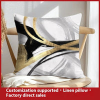 HKM-658899 Geometric Abstract Linen Pillow Cover for Home Sofa & Bed, 45x45cm