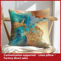 HKM-658899 Geometric Abstract Linen Pillow Cover for Home Sofa & Bed, 45x45cm