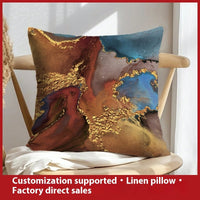 HKM-658899 Geometric Abstract Linen Pillow Cover for Home Sofa & Bed, 45x45cm