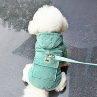 HKM-659091 Cozy Cotton Dog Coat with Adjustable Traction Ring and Rope for Small to Extra Large Pets