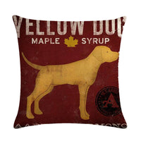 HKM-659155 Wine Glass Dog Series Modern Linen Pillowcase - 45x45cm Cotton Cover