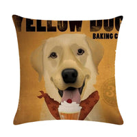 HKM-659155 Wine Glass Dog Series Modern Linen Pillowcase - 45x45cm Cotton Cover