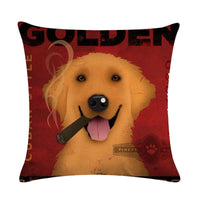 HKM-659155 Wine Glass Dog Series Modern Linen Pillowcase - 45x45cm Cotton Cover