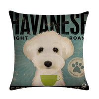 HKM-659155 Wine Glass Dog Series Modern Linen Pillowcase - 45x45cm Cotton Cover