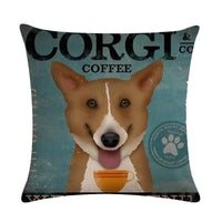 HKM-659155 Wine Glass Dog Series Modern Linen Pillowcase - 45x45cm Cotton Cover
