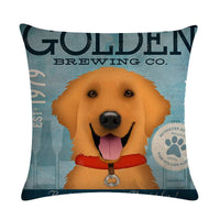 HKM-659155 Wine Glass Dog Series Modern Linen Pillowcase - 45x45cm Cotton Cover