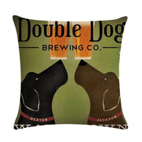 HKM-659155 Wine Glass Dog Series Modern Linen Pillowcase - 45x45cm Cotton Cover