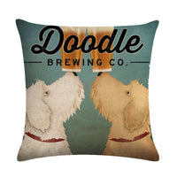 HKM-659155 Wine Glass Dog Series Modern Linen Pillowcase - 45x45cm Cotton Cover