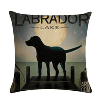HKM-659155 Wine Glass Dog Series Modern Linen Pillowcase - 45x45cm Cotton Cover