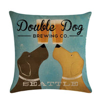 HKM-659155 Wine Glass Dog Series Modern Linen Pillowcase - 45x45cm Cotton Cover