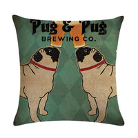 HKM-659155 Wine Glass Dog Series Modern Linen Pillowcase - 45x45cm Cotton Cover