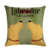 HKM-659155 Wine Glass Dog Series Modern Linen Pillowcase - 45x45cm Cotton Cover