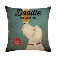HKM-659155 Wine Glass Dog Series Modern Linen Pillowcase - 45x45cm Cotton Cover