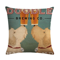 HKM-659155 Wine Glass Dog Series Modern Linen Pillowcase - 45x45cm Cotton Cover