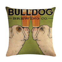 HKM-659155 Wine Glass Dog Series Modern Linen Pillowcase - 45x45cm Cotton Cover