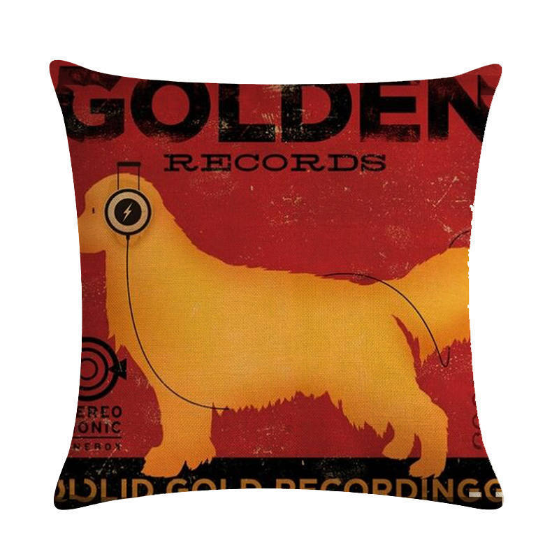 HKM-659155 Wine Glass Dog Series Modern Linen Pillowcase - 45x45cm Cotton Cover