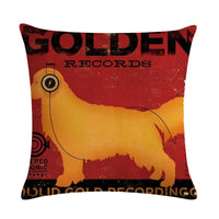 HKM-659155 Wine Glass Dog Series Modern Linen Pillowcase - 45x45cm Cotton Cover