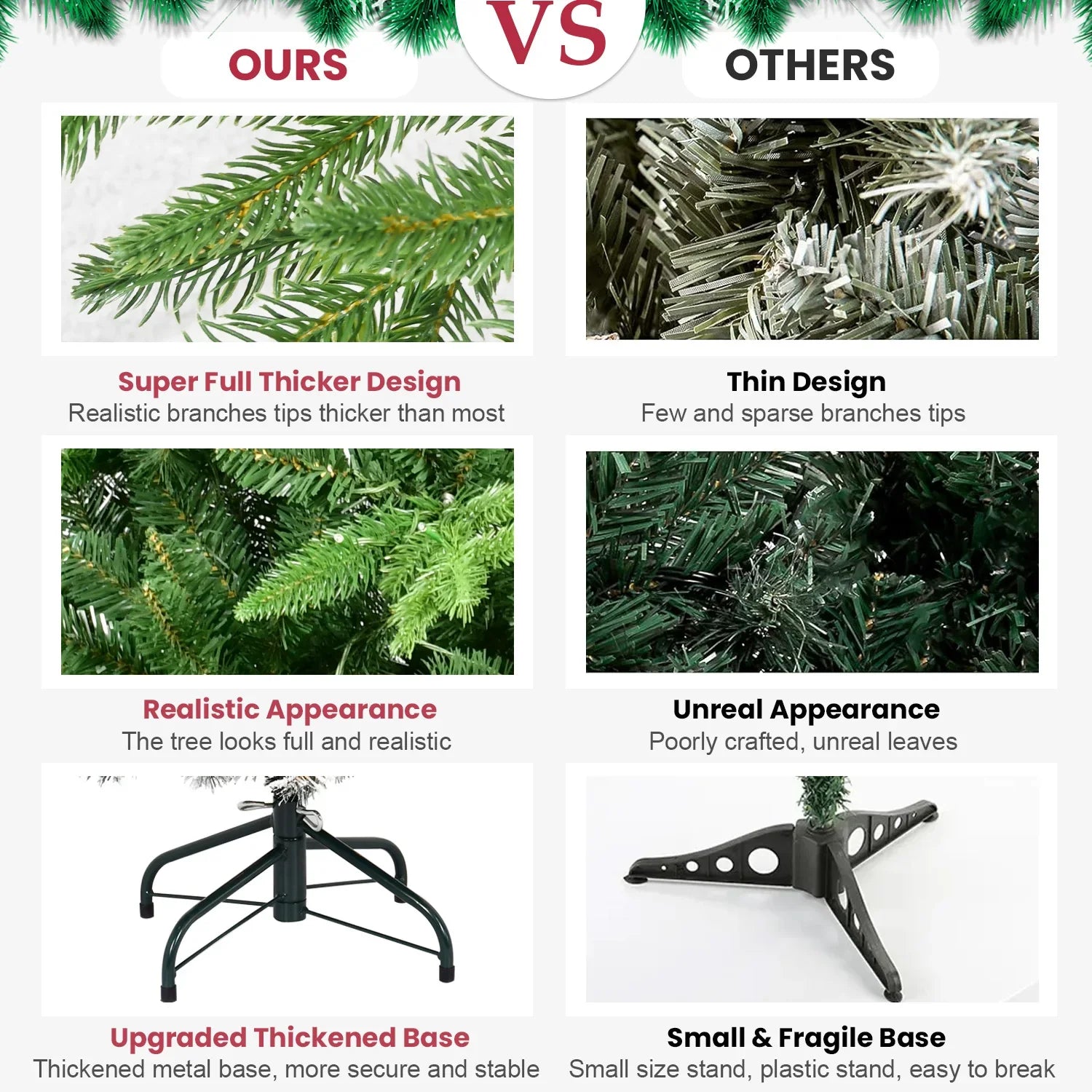 KTX-659219 6ft Warm White LED Green Pine Christmas Tree with Lamp for Indoor/Outdoor Use