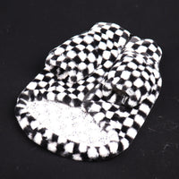 HKM-659219 Black and White Checkerboard Plaid Plush Dog Coat for Fashionable Casual Wear