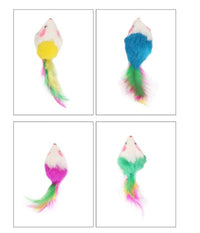 HKM-659219 Color Feather Tail Plush Mouse Cat Toy