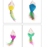 HKM-659219 Color Feather Tail Plush Mouse Cat Toy
