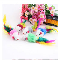 HKM-659219 Color Feather Tail Plush Mouse Cat Toy
