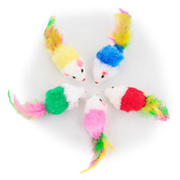 HKM-659219 Color Feather Tail Plush Mouse Cat Toy
