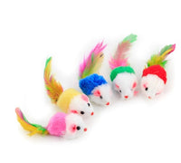 HKM-659219 Color Feather Tail Plush Mouse Cat Toy