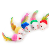 HKM-659219 Color Feather Tail Plush Mouse Cat Toy