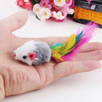 HKM-659219 Color Feather Tail Plush Mouse Cat Toy