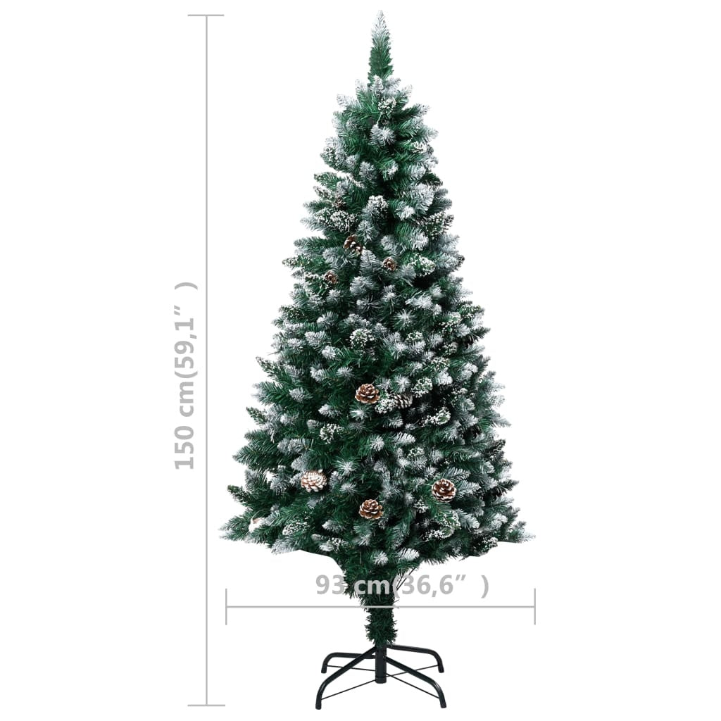 KTX-659411 150 cm Artificial Christmas Tree with Snow-Covered Branches and Metal Stand