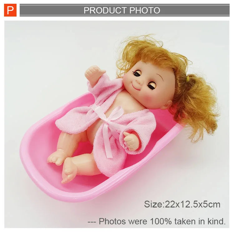 HKM-659411 Mini Bathing Reborn Baby Doll - Full Body Silicone Educational Toy for Infants and Toddlers