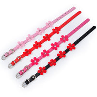 HKM-659475 Sunflower Pattern PU Pet Collar in Black, Red, Pink, and Rose Red - Multiple Sizes Available