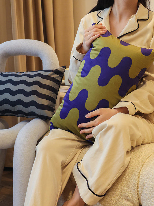 HKM-659667 Vintage Velvet Print Lumbar Pillowcase – Geometric Design, Rectangle Shape 30x50cm in Multiple Colors