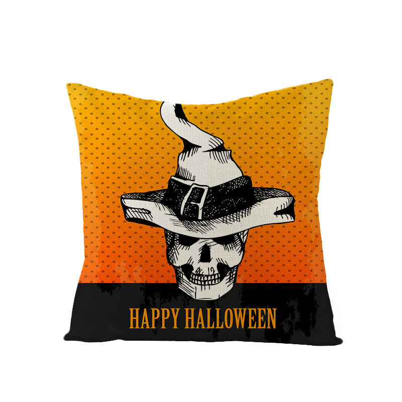 HKM-659731 Halloween Pumpkin Linen Pillow Cover - Various Patterns - 45x45cm
