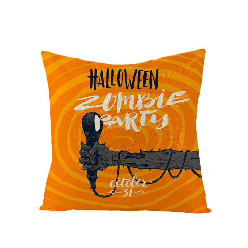 HKM-659731 Halloween Pumpkin Linen Pillow Cover - Various Patterns - 45x45cm
